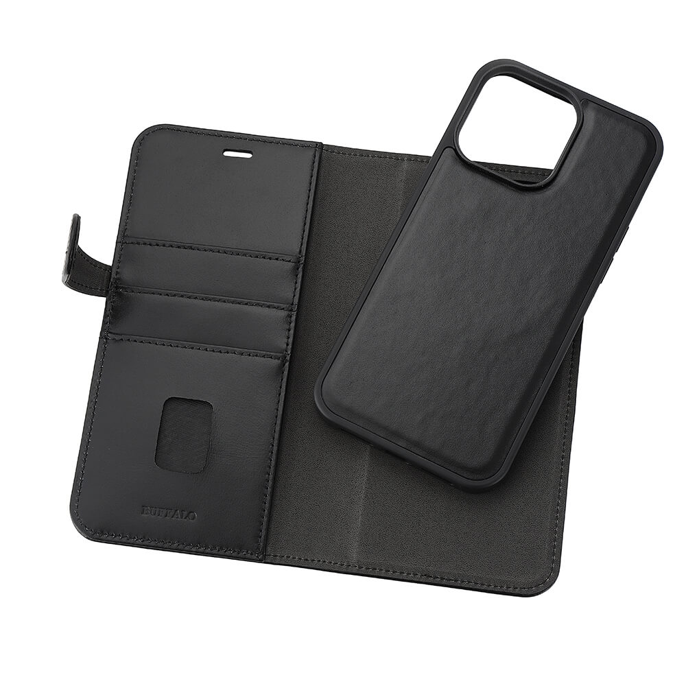Buffalo Buffalo iPhone 15 Pro Max Fodral 2in1 Äkta Läder Svart