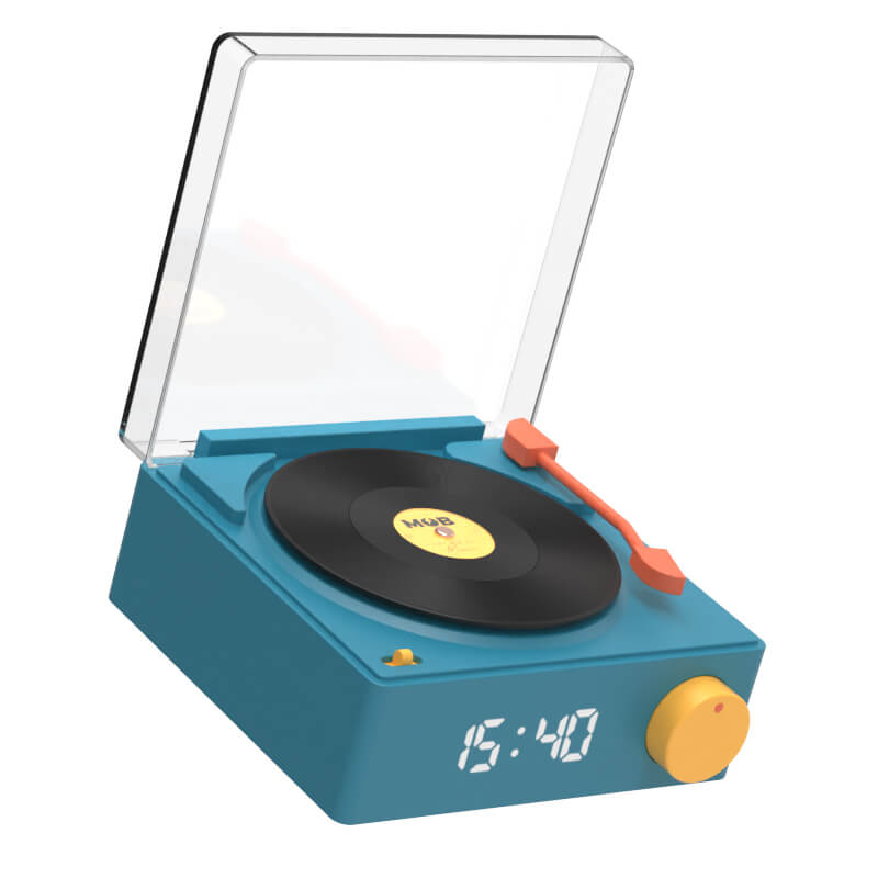 Mobility On Board MOB Högtalare Väckarklocka Vinyl Retro Blå
