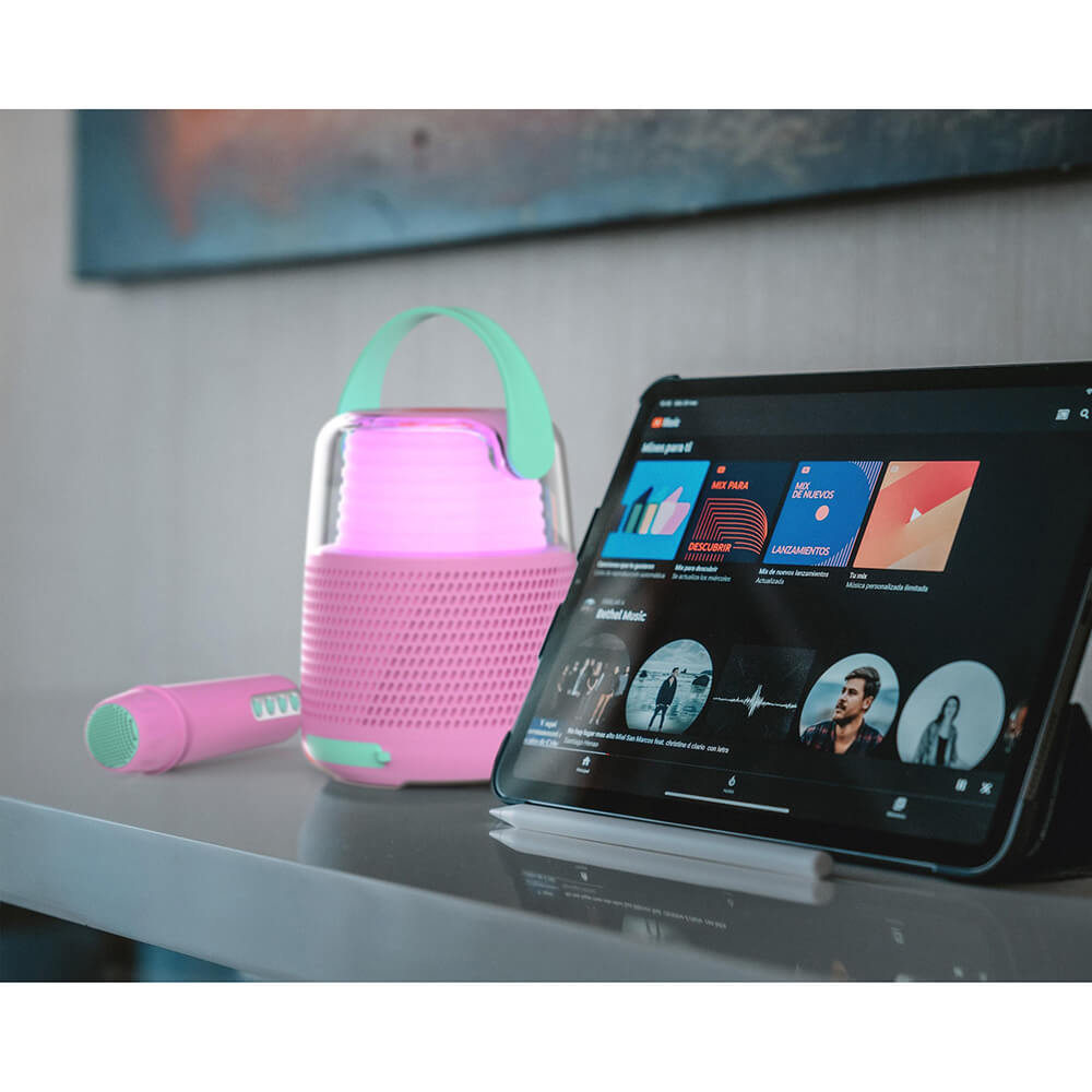 Mobility On Board MOB Högtalare Karaoke Kit Mic LED Rosa