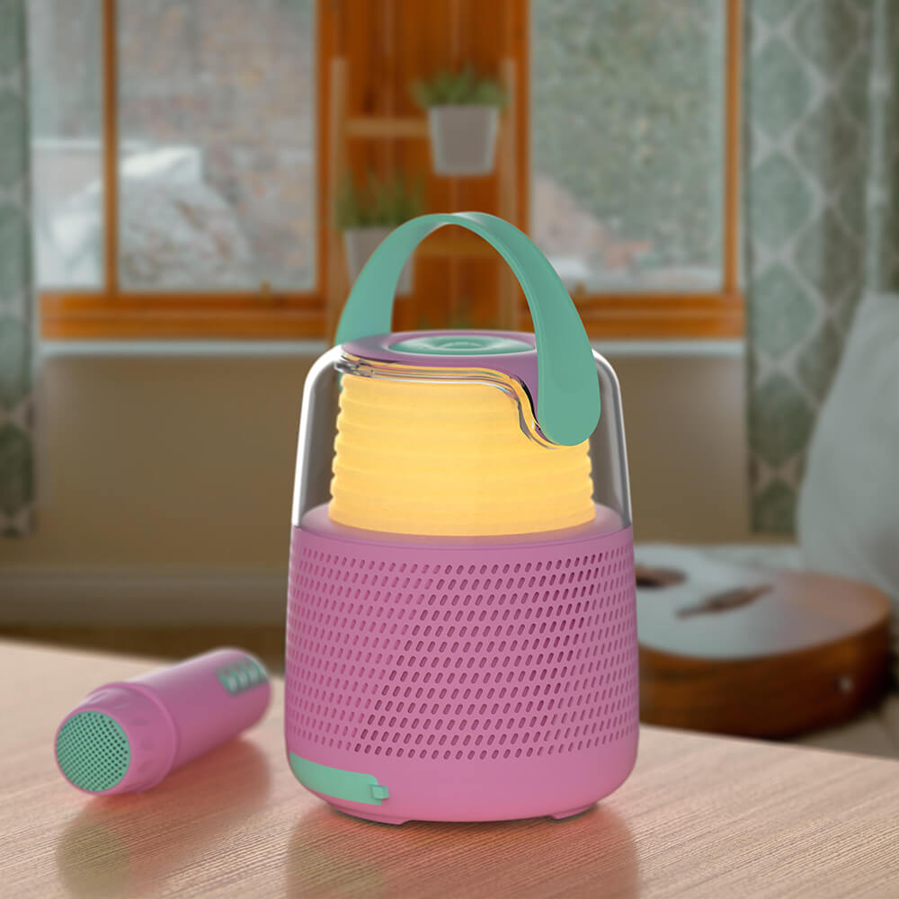 Mobility On Board MOB Högtalare Karaoke Kit Mic LED Rosa