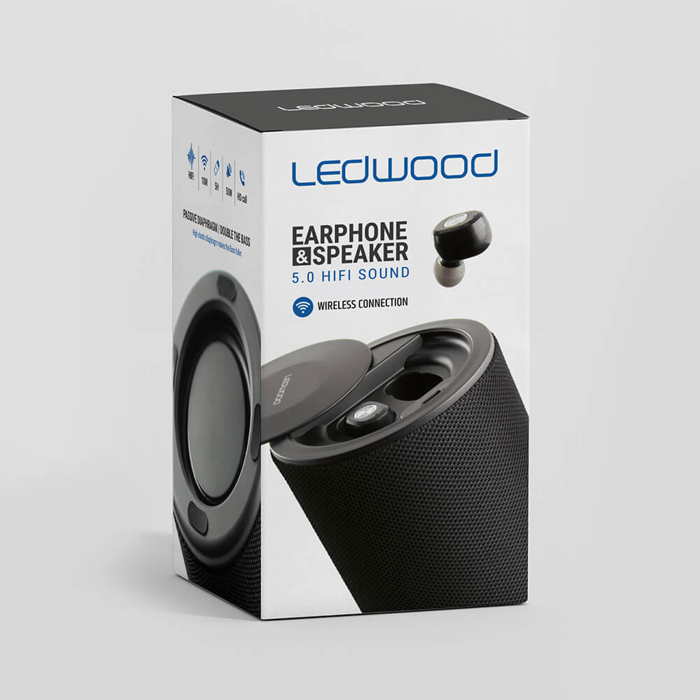 LEDWOOD LEDWOOD 2in1 Högtalare Med TWS Hörlurar T9 Svart