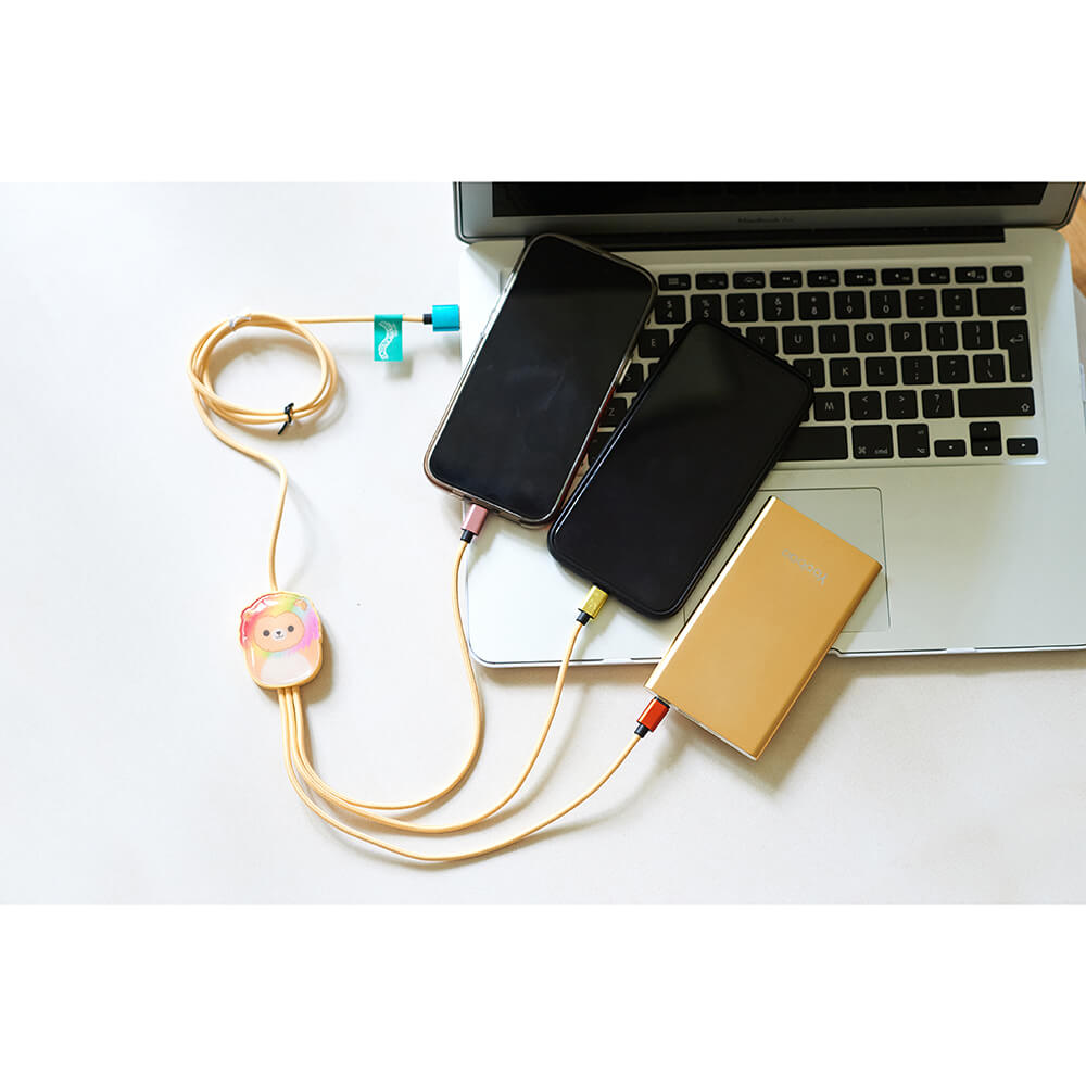 Squishmallows Squishmallows Laddningskabel 1,2m 3in1 USB-C/Micro/Lightning Leonard