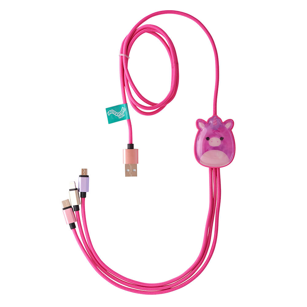 Squishmallows Squishmallows Laddningskabel 1,2m 3in1 USB-C/Micro/Lightning Lola