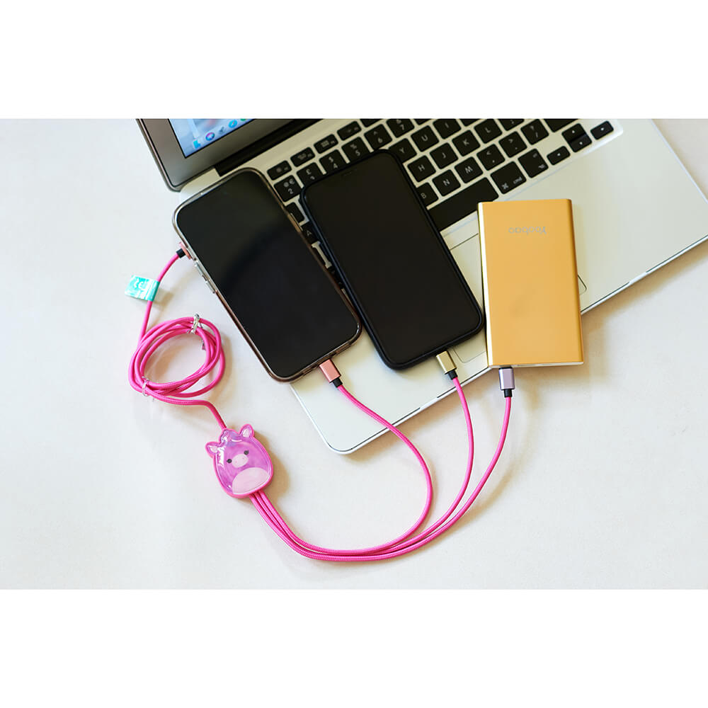 Squishmallows Squishmallows Laddningskabel 1,2m 3in1 USB-C/Micro/Lightning Lola