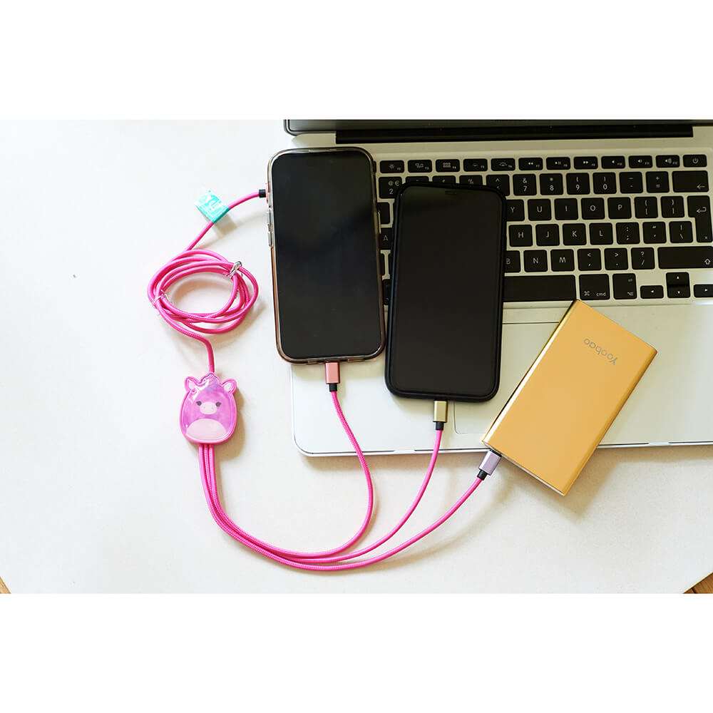 Squishmallows Squishmallows Laddningskabel 1,2m 3in1 USB-C/Micro/Lightning Lola