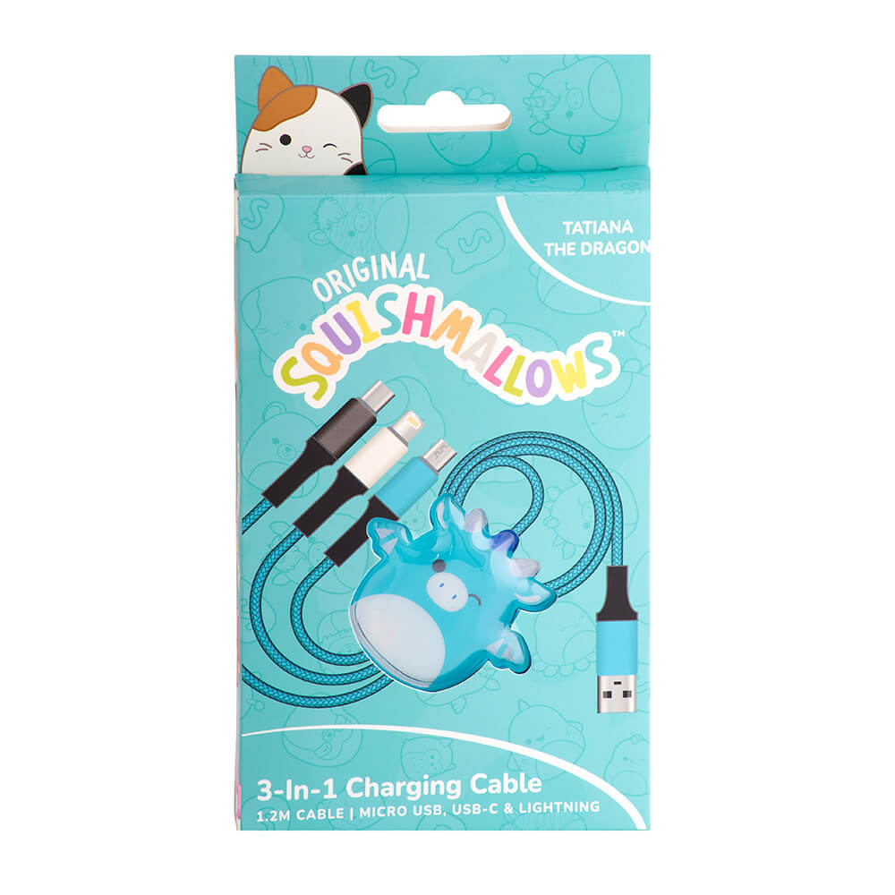 Squishmallows Squishmallows Laddningskabel 1,2m 3in1 USB-C/Micro/Lightning Tatiana