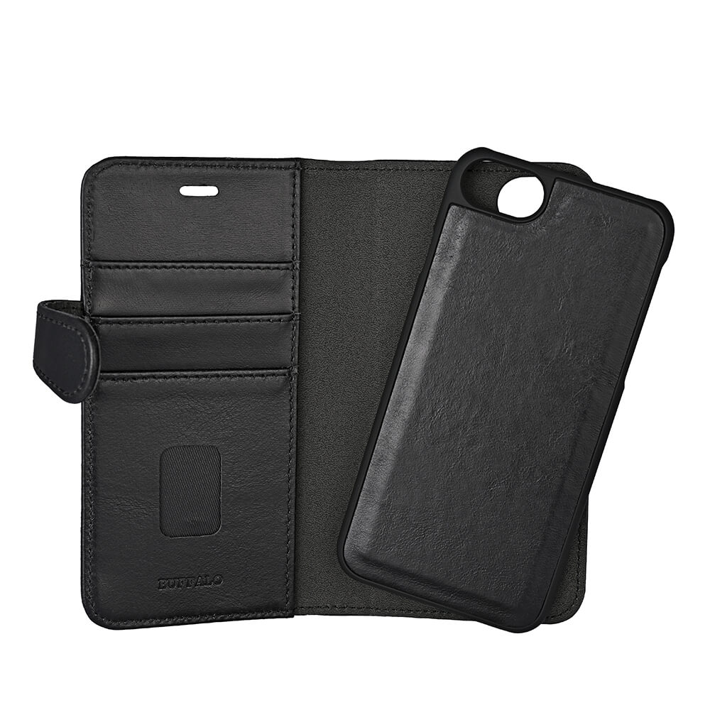 Buffalo Buffalo iPhone 6/7/8/SE Fodral 2in1 Äkta Läder Svart