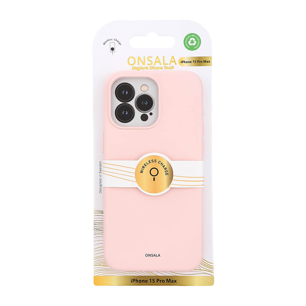 Onsala ONSALA iPhone 15 Pro Max MagSafe Skal Med Silikonyta Chalk Pink