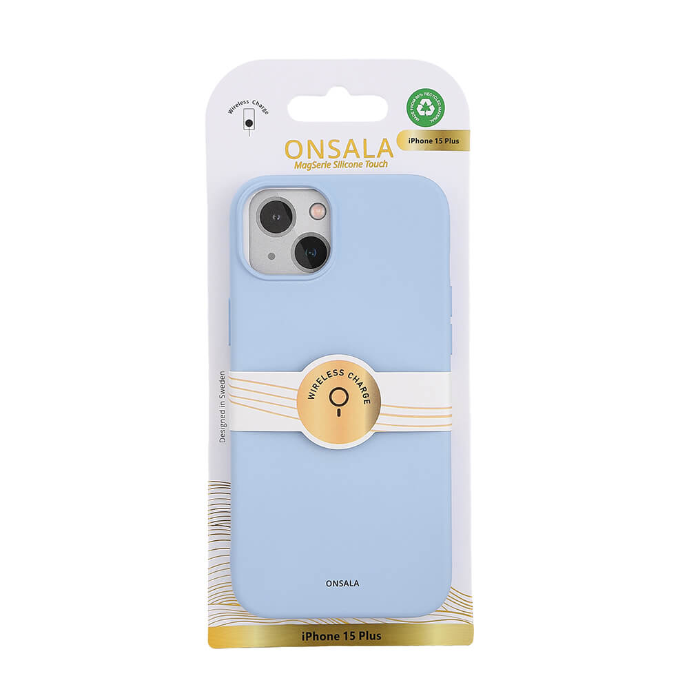 Onsala ONSALA iPhone 15 Plus MagSafe Skal Med Silikonyta Ljusblå