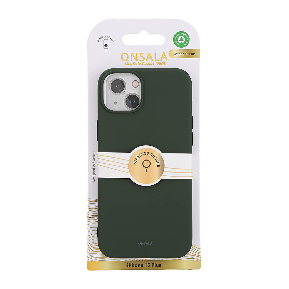 Onsala ONSALA iPhone 15 Plus MagSafe Skal Med Silikonyta Olivgrön