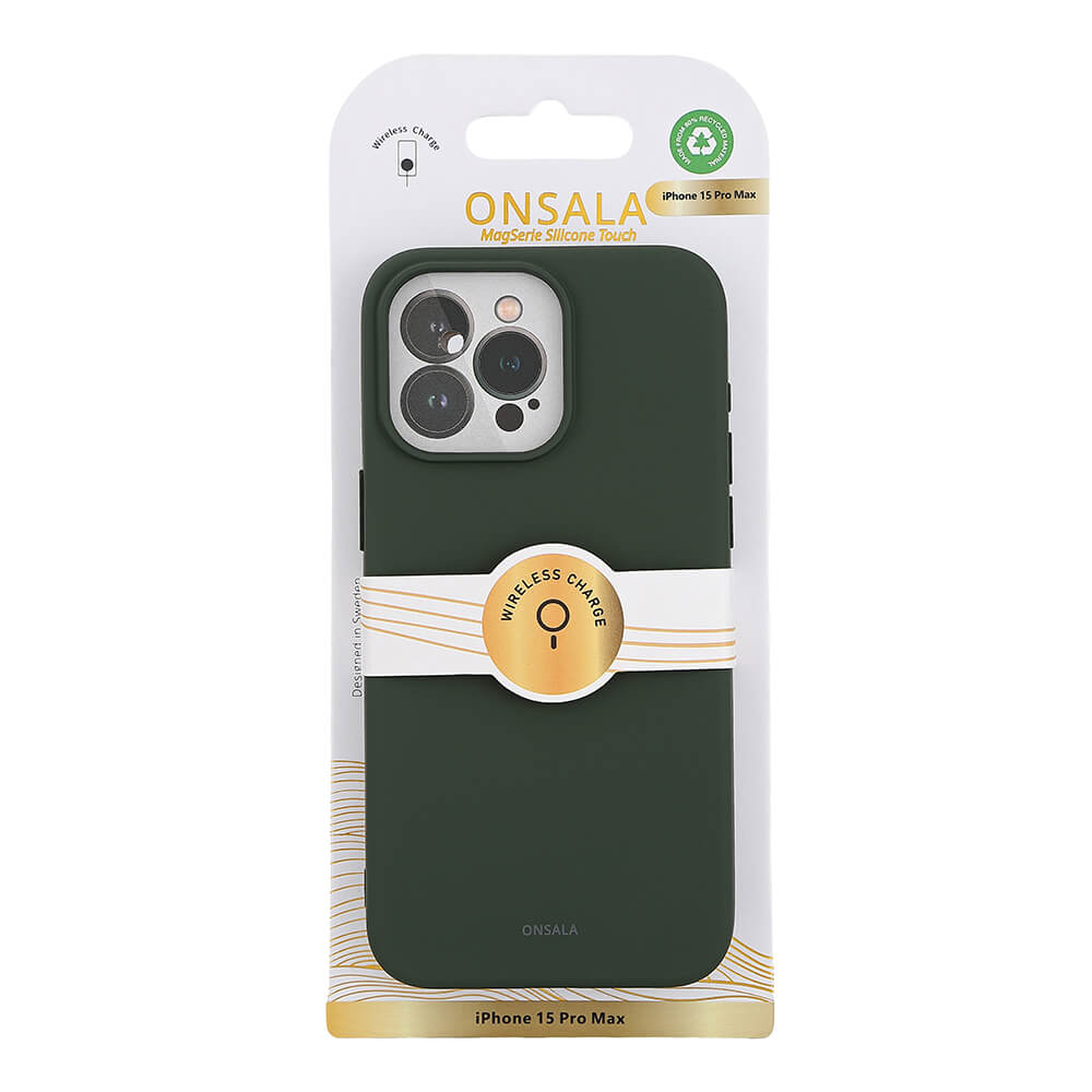 Onsala ONSALA iPhone 15 Pro Max MagSafe Skal Med Silikonyta Olivgrön