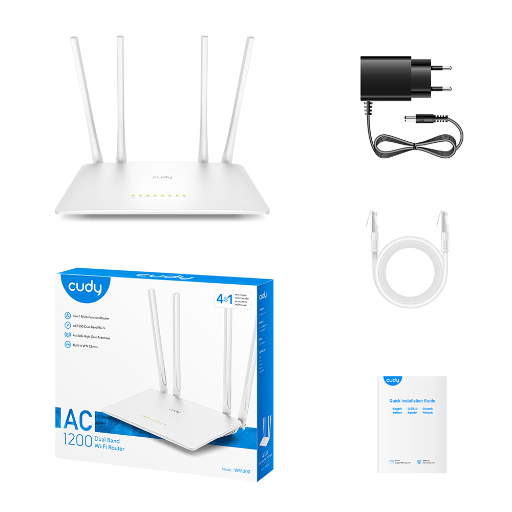 Cudy Cudy Wi-Fi Router WR1200 AC1200 Vit