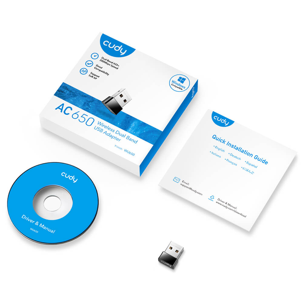 Cudy Cudy Wi-Fi Adapter USB WU650 AC650 Svart