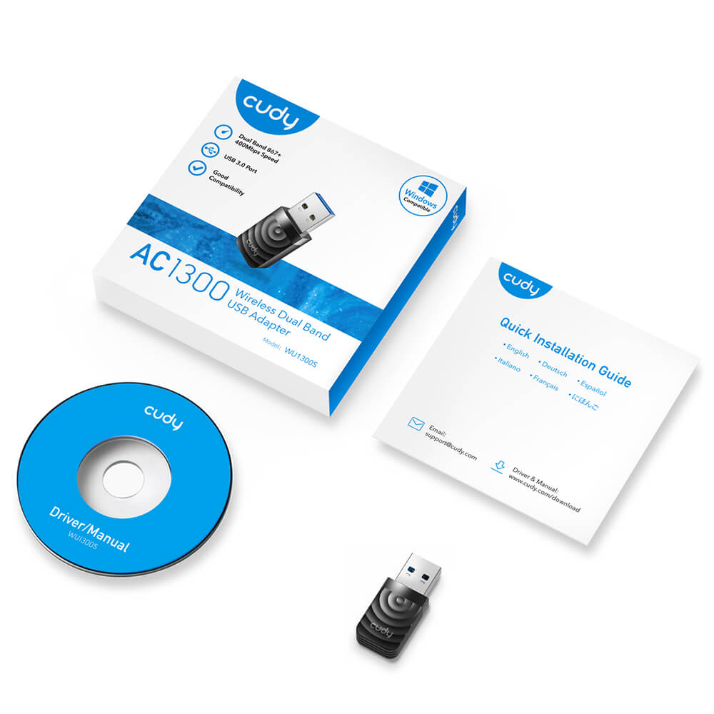 Cudy Cudy Wi-Fi Adapter USB WU1300S AC1300 Svart